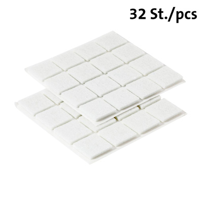 32 Deslizantes de fieltro, 19 x 19 mm, blanco
