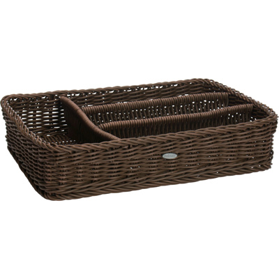 Cutlery basket, 39,5 x 28 x 8,5 cm, brown