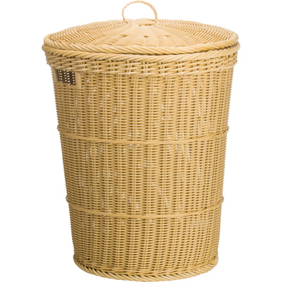 Laundry basket with lid round, Ø 46 x 55 cm, light beige