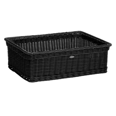 Basket rectangular, 40 x 30 x 13 cm, with metal frame, black