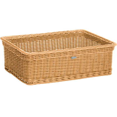 Basket rectangular, 40 x 30 x 13 cm, with metal frame, light