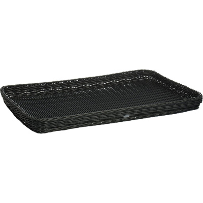 Woven tray, 60 x 40 x 5 cm, black