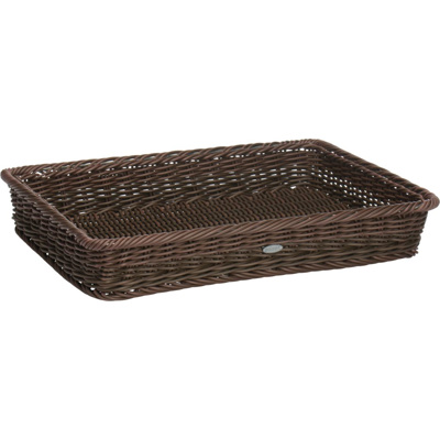 Basket rectangular, 40 x 30 x 7 cm, with metal frame, brown
