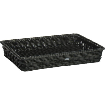 Basket rectangular, 40 x 30 x 7 cm, with metal frame, black