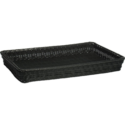 Basket rectangular, 60 x 40 x 7 cm, with metal frame, black