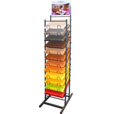 Display stand for table mats with 12 shelves, narrow