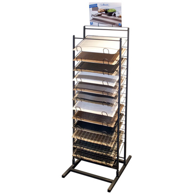 Display stand with 12 shelves 
for table mats, wide