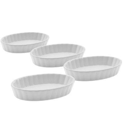 4 Porcelain dishes, oval