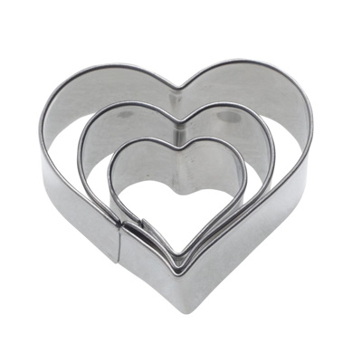 3 Terrace cookie cutters »Heart«, 2 cm, 3 cm, 4 cm