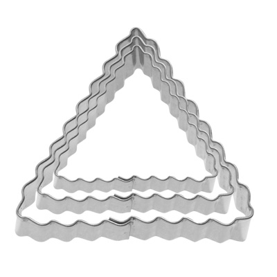 3 Terrace cookie cutters »Triangle wavy edge«, 4 cm, 5 cm, 6