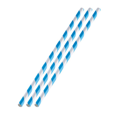 50 Paper straws, blue - white, 19,7 cm