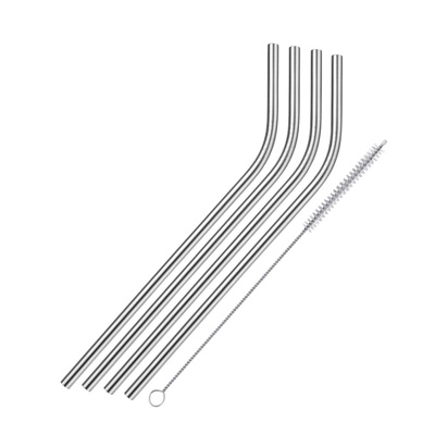 4 Stainless steel drinking straws »Edelstahl Knick« bent + c