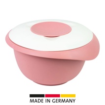 Mixing bowl with two piece lid, 2,5 l, pink/white