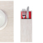 6 Cutlery pouches »Uni«, 24 x 9 cm, beige/white
