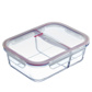 Glass food storage box 1380 ml,  with 2 separate compartment