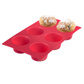 Silicone baking mould for 6 muffins, red