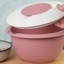 Mixing bowl with two piece lid, 2,5 l, pink/white